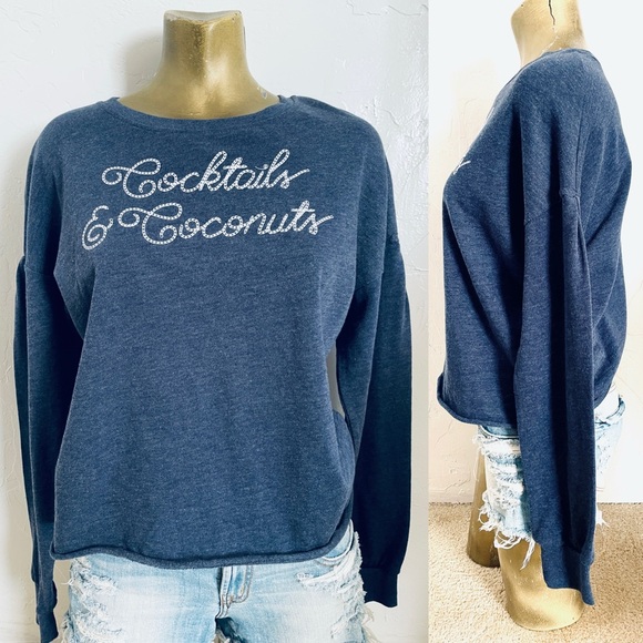 NWT Zoe + Liv COCKTAILS & COCONUTS Sweatshirt L - Picture 1 of 16